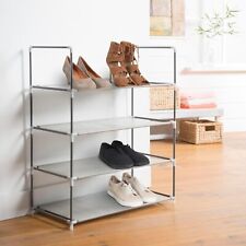 Scarpiera 4 Ripiani in Metallo e Tessuto Organizzatore Salvaspazio per Scarpe