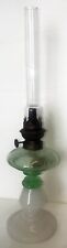 ANTICA LAMPADA A PETROLIO LUME IN OPALE E VETRO BIANCO-VERDE CON TUBO IN VETRO 