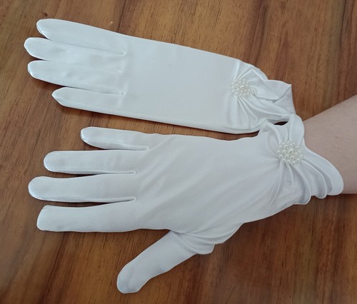 Guanti raso sposa con - guanti,