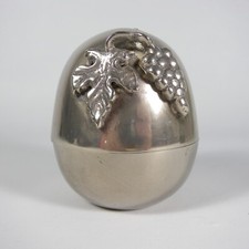SCATOLA CONTENITORE PORTA GIOIE A FORMA DI UOVO UOVA IN SILVERPLATE VINTAGE V130