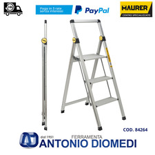 ✅Maurer Scala Scaletto Sgabello Salva spazio SLIM STEP in Alluminio 3 Gradini