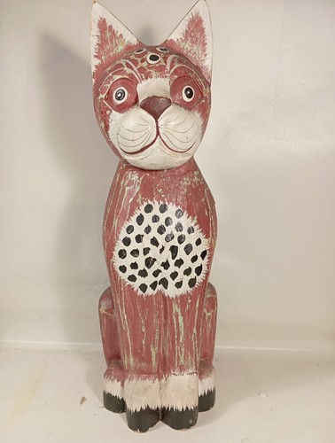 Gatto arte legno indonesia - in,