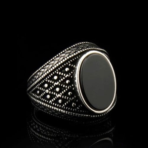Anello uomo onice nera - , gemma