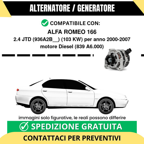 Alternatore alfa romeo - romeo, 166