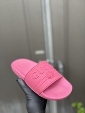 Gucci Pink Rubber Logo Slide