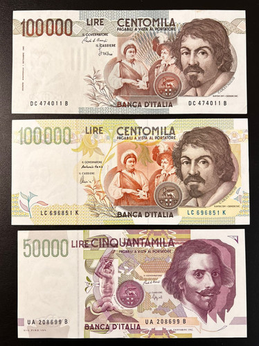 Italia lotto tre banconote - italia, da