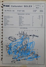 scheda carburatore solex 34 paia 32 fiat 125 6900561 4288842 fiche auto epoca