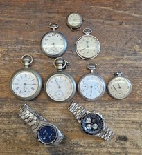 Lotto di 10 Orologi da tasca e da polso. NON FUNZIONANTI, alcuni argento