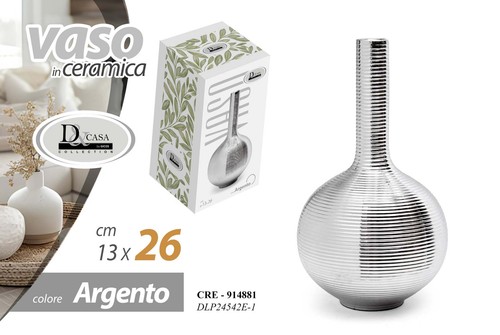 Vaso fiori ceramica argento - vaso,