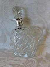 Decanter Aceto Argento Montato Taglio Vetro B'ham 1935 Argento Giubileo Punzoni