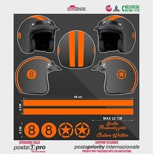 Kit ORANGE FLUO 8 Stella Strisce STICKER CASCO ADESIVO DECAL MOTO SCOOTER HELMET