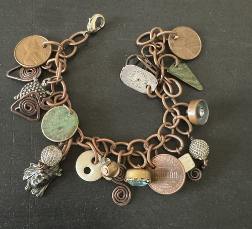 Vintage artisan charm bracelet - vintage,
