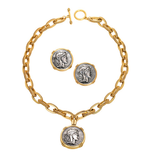 Set pendenti bicolore oro