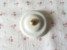 Campanello rotondo in porcellana bianca convesso 2201 stile toscano