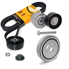 KIT CINGHIA SERVIZI COMPLETO DI TENDICINGHIA E PULEGGIA ALBERO MOTORE ALFA 147