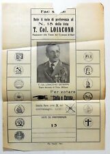 VOLANTINO ELETTORALE SCHEDA  ASSESSORE BARI COLONELLO LOIACONO GIUSEPPE 1940s
