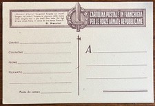 CARTOLINA POSTALE IN FRANCHIGIA PER LE FORZE ARMATE REPUBBLICANE "GLADIO ITALIA"