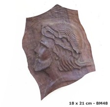 BASSORILIEVO DI LEGNO CON VOLTO DI GESÙ CRISTO SCULTURA ARTE RELIGIOSA BM48