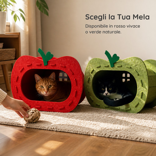 Cuccia gatto feltro - gatto, mela