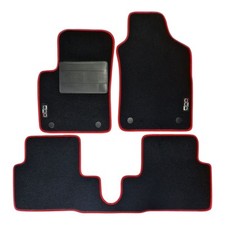Set Tappetini Tappeti Auto in Moquette Fiat 500 2007 2020 Bordo Rosso e 2 ricami