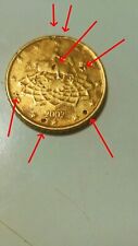 MONETA 50 CENT ITALIA 2002- ERRORI DI CONIO- RARA E BELLISSIMA- Cancro Metallo 
