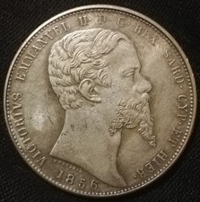5 LIRE 1856 - RICONIO DI OTTIMA QUALITÀ - REGNO DI SARDEGNA - V.E.II - SCUDO 