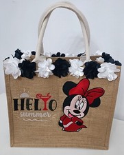 Borsa juta con ricamo Minnie