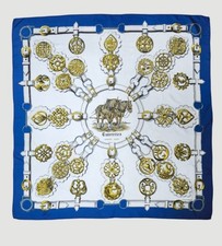 HERMES Paris sciarpa carre Cuivreries di Francoise De La PERRIERE (1963) blu