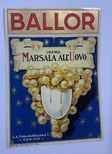 Crema Marsala all'Uovo Ballor etichetta originale epoca anni 30 cromolito Torino