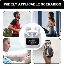 Auricolari wireless COMPATIBILI con Apple IOS Android bianche TOUCH control LED