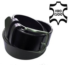 CINTURA UOMO NERA IN CUOIO NERO ARTIGIANALE OTTIMA QUALITA'