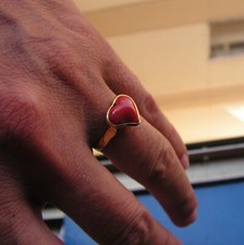 ANELLO CORALLO ROSSO FUOCO SARDEGNA Taglia 7 ESTATE Artigianale Cuore Intagliato a Mano