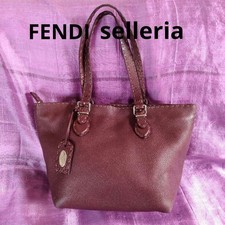 Borsa a mano FENDI Tote Purse Selleria in pelle bordeaux autentica
