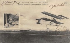 6422 FRANCIA REIMS 1910 GRANDE SETTIMANA AVIAZIONE BIPLANO SANBHEZ PILOTA PEQUET