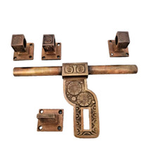 Vintage vecchio antico ottone finemente inciso raro attacco porta maniglia se...