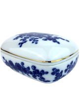 Scatola in Porcellana Fine Decorazione Cobalto Firmata Hollohaza Made in Hungary