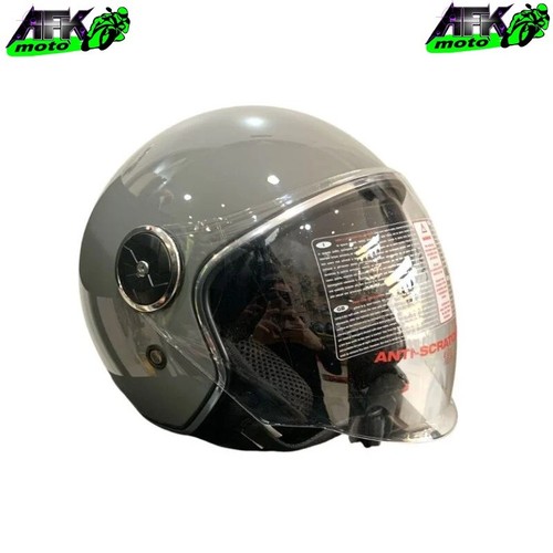 Casco jet grigio lucido - lucido, doppia