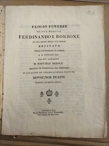 Aversa 1825 elogio funebre - aversa,