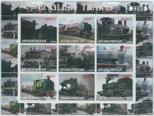M2295 - AFGHANISTAN, FOGLIO MINIATURA: Treni, Locomotive a vapore 2000