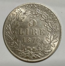 5 LIRE PIO IX 1870 ANNO VIII