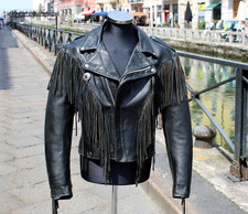 Giubbotto pelle chiodo vintage Schott Perfecto frange frangiato 44 Usa (M/L)