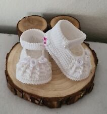 Scarpine bebè bianche cotone oeko-tex, fatte a mano,regalo baby, uncinetto