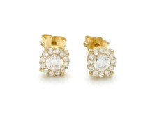 Orecchini in oro giallo 18 CT 750 e zirconi a pavè prima misura (diametro 5 mm)