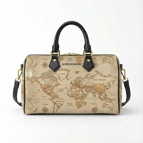 Bauletto maxi world map brown - world,