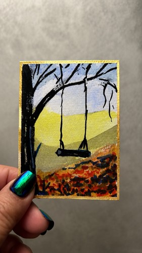 Aceo original art tree - aceo,