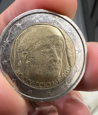 Moneta da  2 euro rara, di Giovanni Boccaccio 1513 2013 con errore di conio