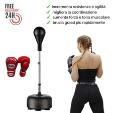PUNCHING BALL REGOLABILE X ADULTO GUANTONI INCLUSI SACCO BOXE DA TERRA CON BASE