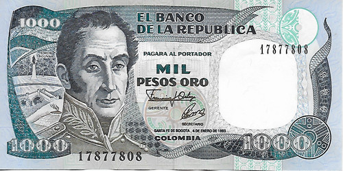 Banconota 1000 pesos colombia - 1000,