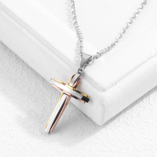 Collana donna croce acciaio