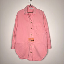 Zara Giacca Denim Sopracamicia M Rosa Oversize Longline 100% Cotone Preloved